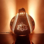 Merkaba and platonic solids gourd lamp – night view – side